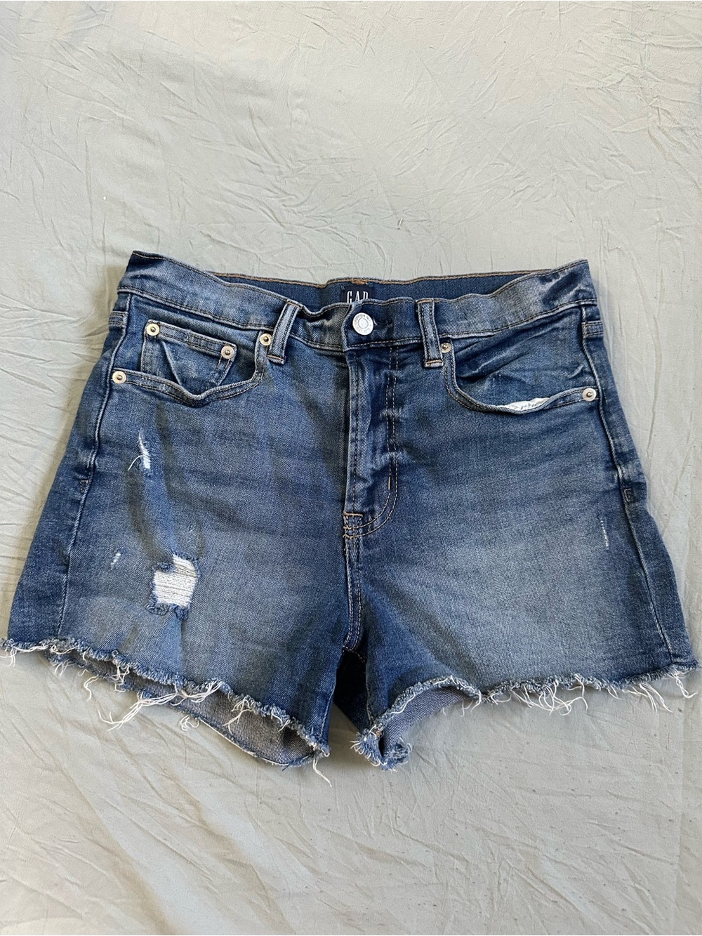 GAP Distressed Dark Blue Denim Cutoff Shorts